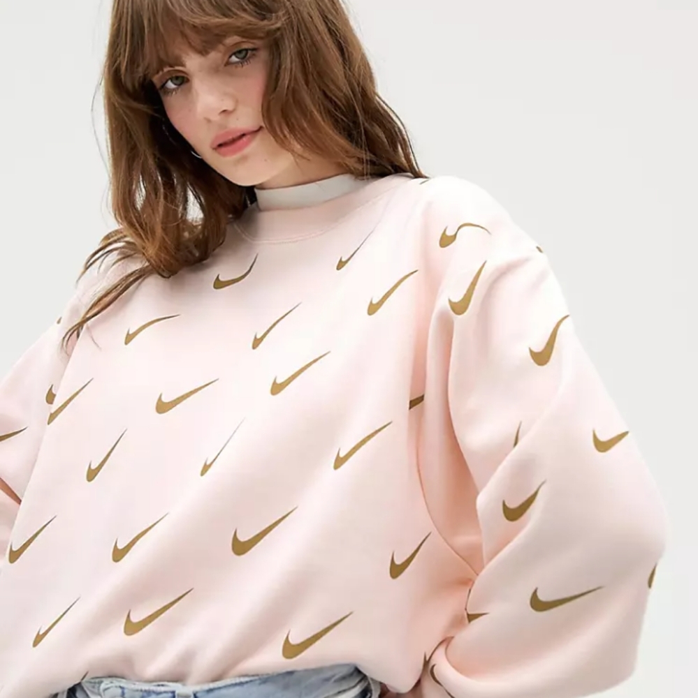 Nike Pink and Gold Logo Sweatshirt